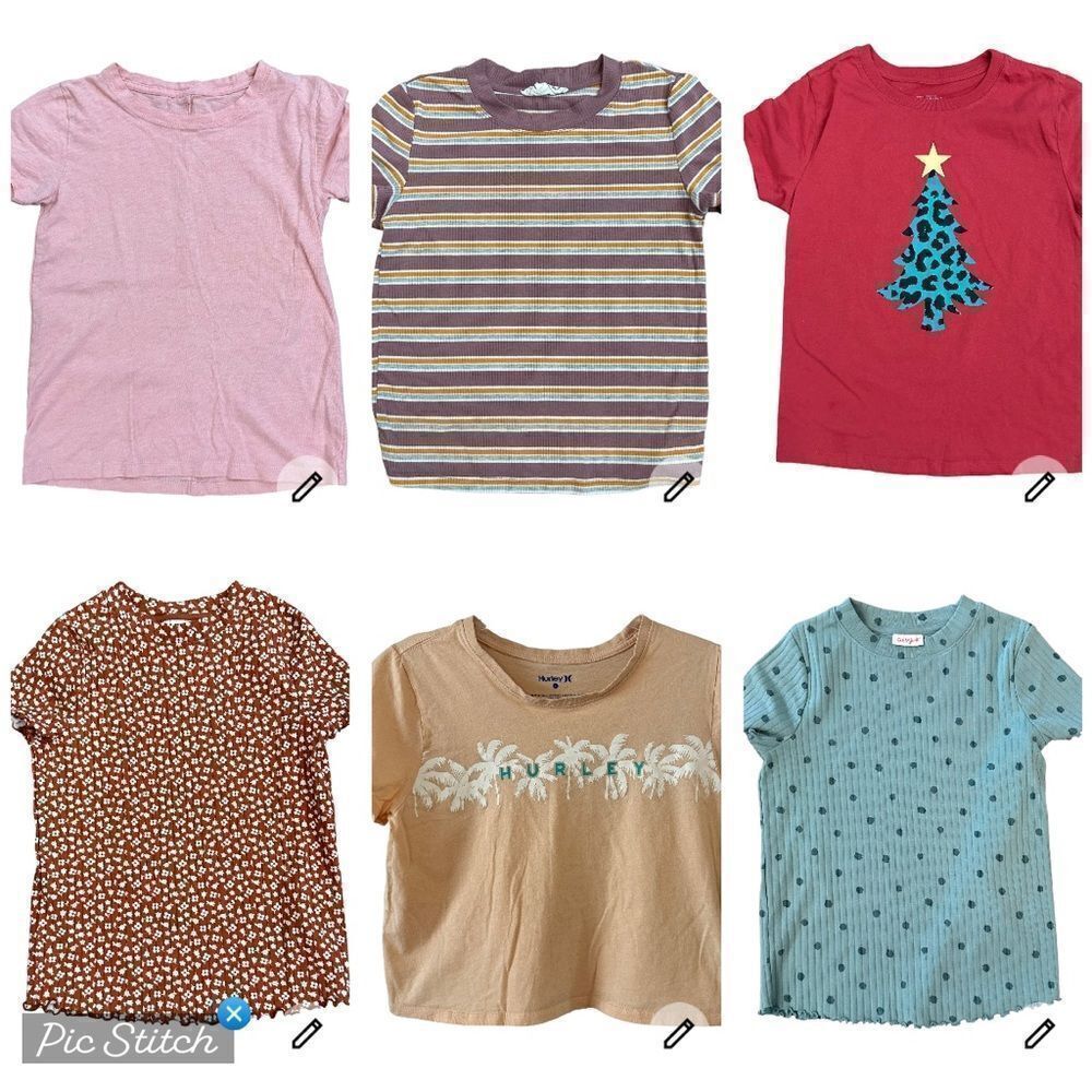 Lot of 6 girls short sleeved tee shirts various brands sizes M & L